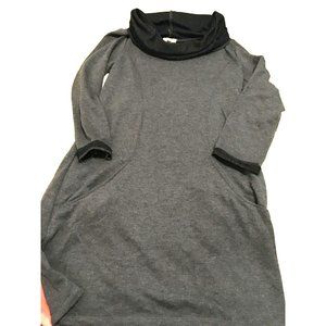Haaui Shirt Dress size Small Gray with Black Edging Around Neckline and Sleeves